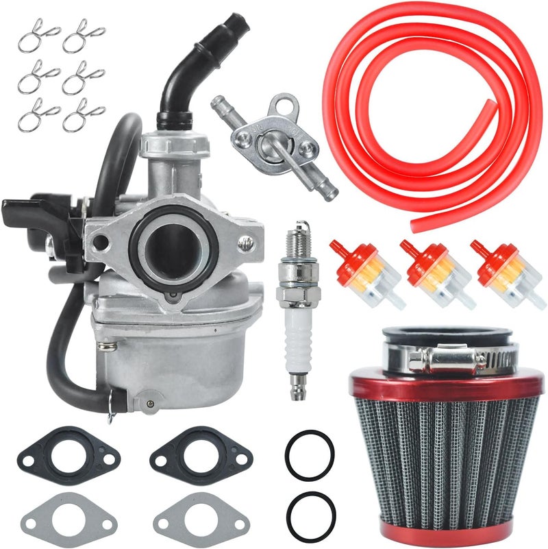 HOLATO PZ19 Carburetor Carb Air Filter Fuel Line Kit for 50cc 70cc 90cc 110cc 125cc Tao Tao GK110 Baja SSR Apollo Coolster Chinese Kids Four Wheeler ATV Go Kart CRF50 XL70 Dirt Pit Bike Motor (RED) - Image 1